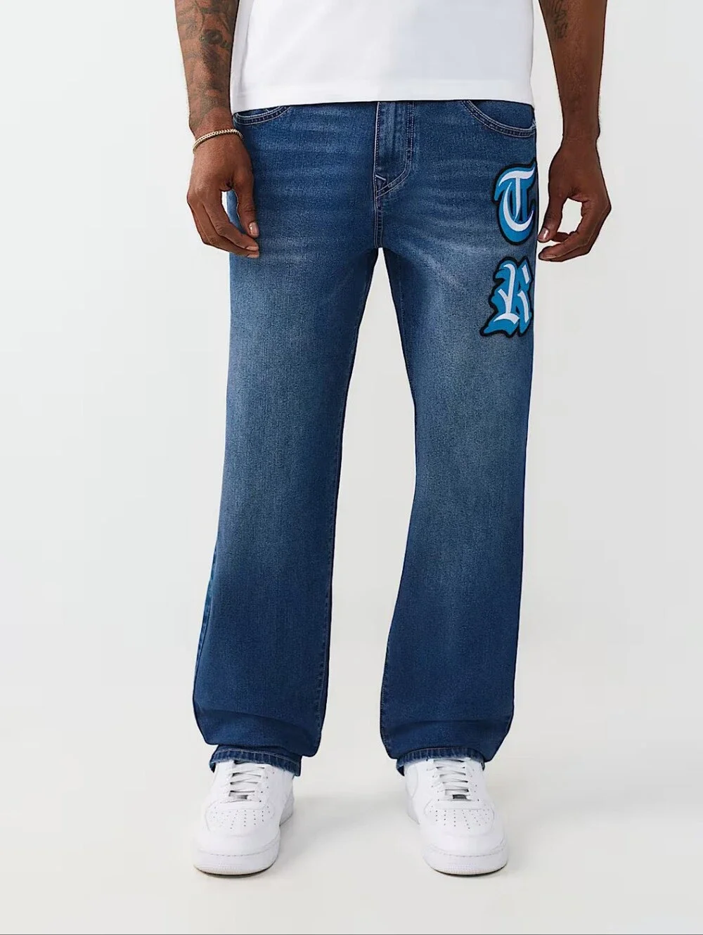 True Religion Bobby Appliqué Baggy Jeans (34×32)